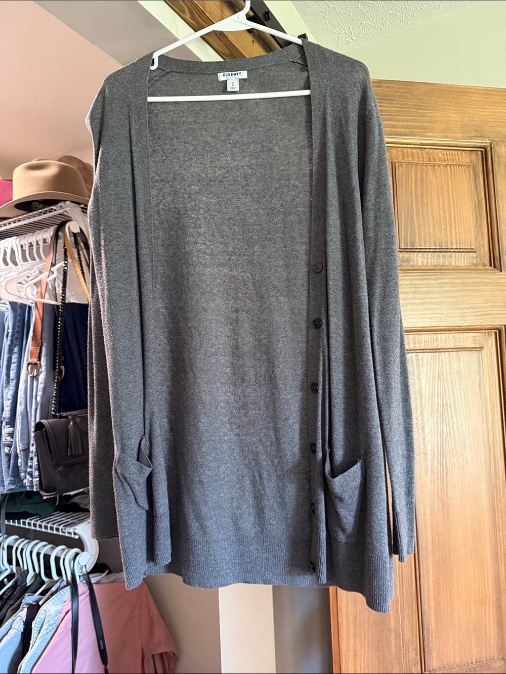 Old Navy Gray Long Button Cardigan